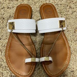 G by Guess White Sandals with metal accent-8M